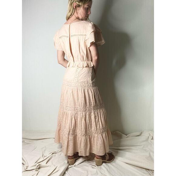 TULAROSA Ellianna Cream Eyelet Lace Tiered Cotton Maxi Prairie Dress US SMALL - Picture 9 of 16